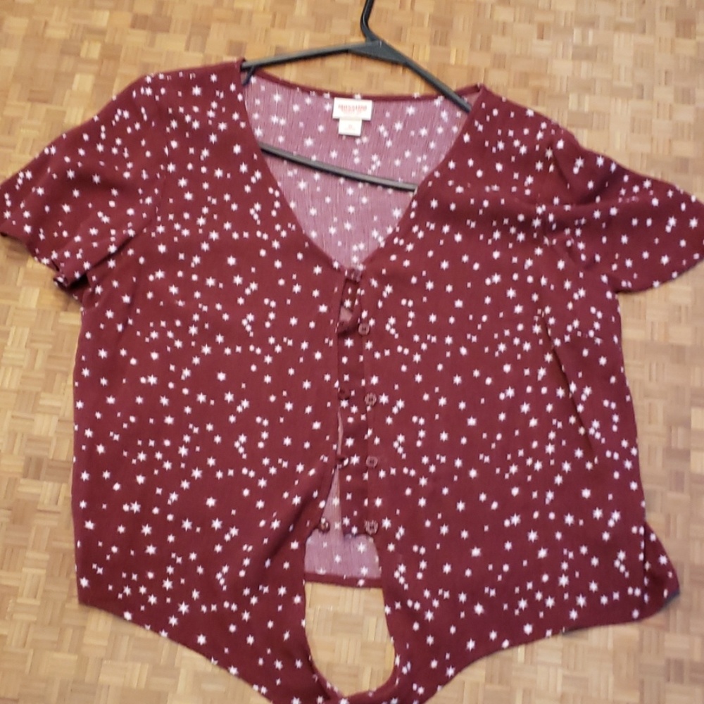 Cropped front tie blouse